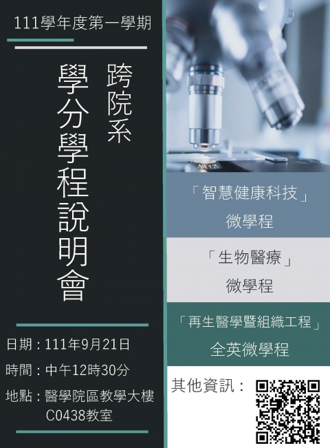 111學年度第一學期跨院系學分學程說明會(2022/9/21)